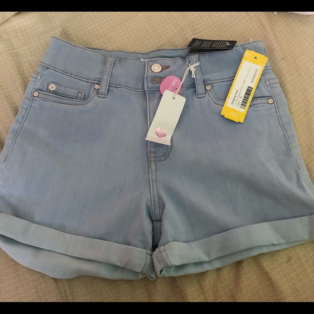 Brand New Celebrity Pink Denim Shorts Kids Size 12